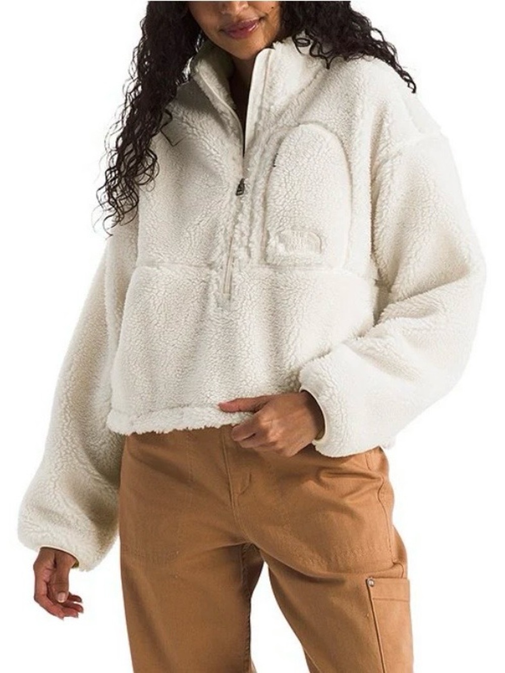 The North Face Extreme Pile 2 Pullover White Dune Sherpa Fleece Jacket Women’s L